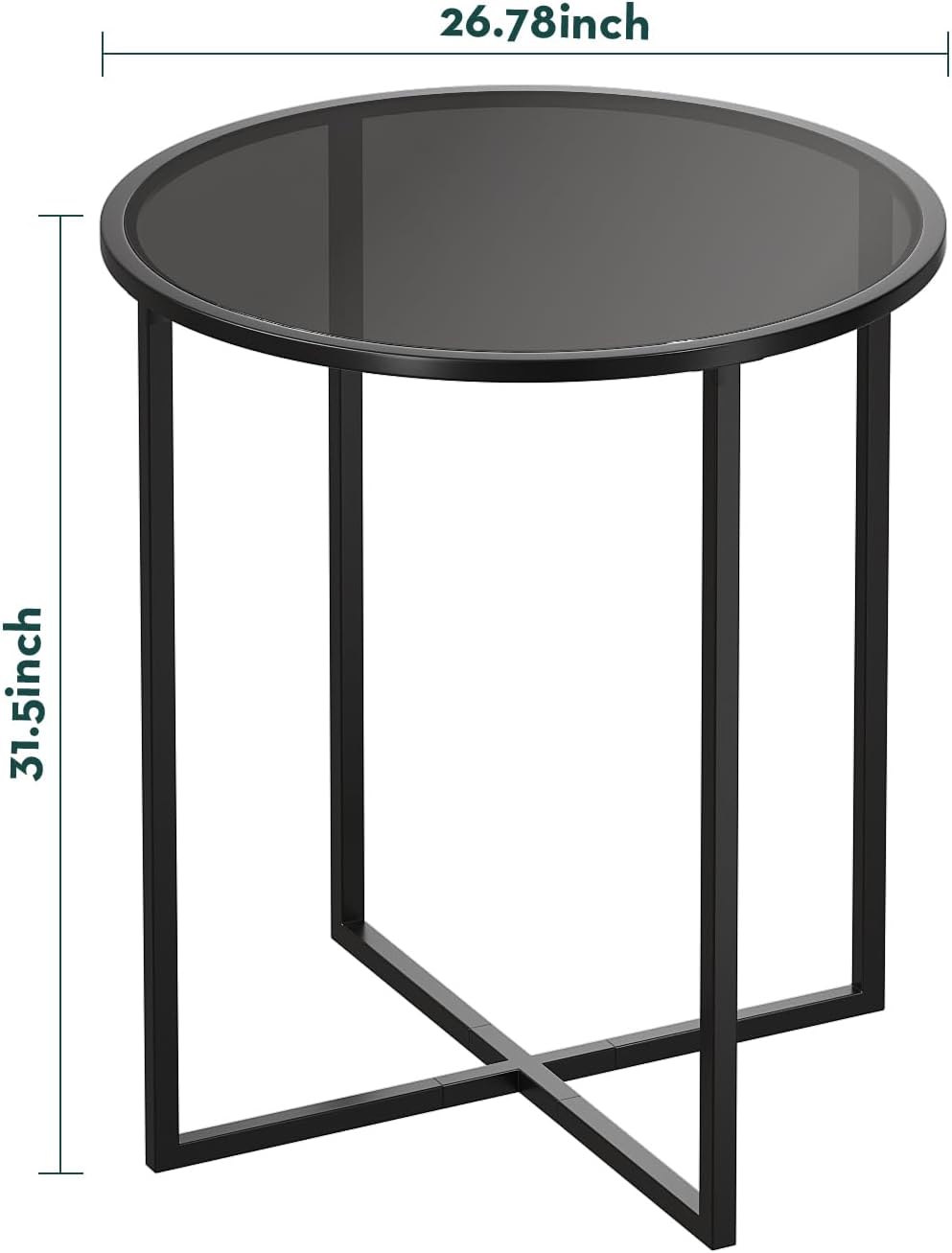 SAYGOER Small Round Dining Table for 2,Glass Circle Kitchen Dinner Table,26.7'' Multifuntional Modern Desk for Dining Room,Office,Kitchen,Apartment,Easy Assembly, All Black