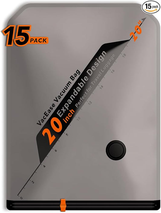 15 Pack 20" Vacuum Bags for Storage - No Pump, Compact & Airtight