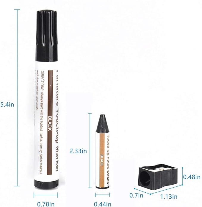 SEISSO Furniture Markers Touch Up - Set of 17 - Furniture Scratch Repair Markers Kit, Wood Touch Up Markers and Wax Sticks with Sharpener, for Scratches, Stains, Floors, Laminate, Cabinet