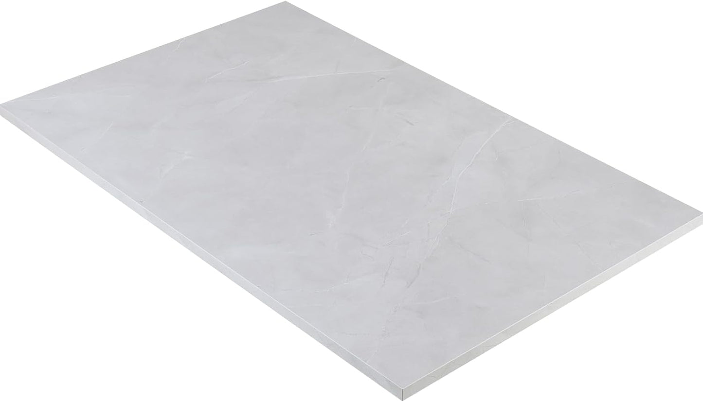 Kaboon Universal Tabletop 36"x20", Solid One-Piece Melamine Table Top, Double L-Desk Floating Desk DIY, Home and Office Countertop, White Rock