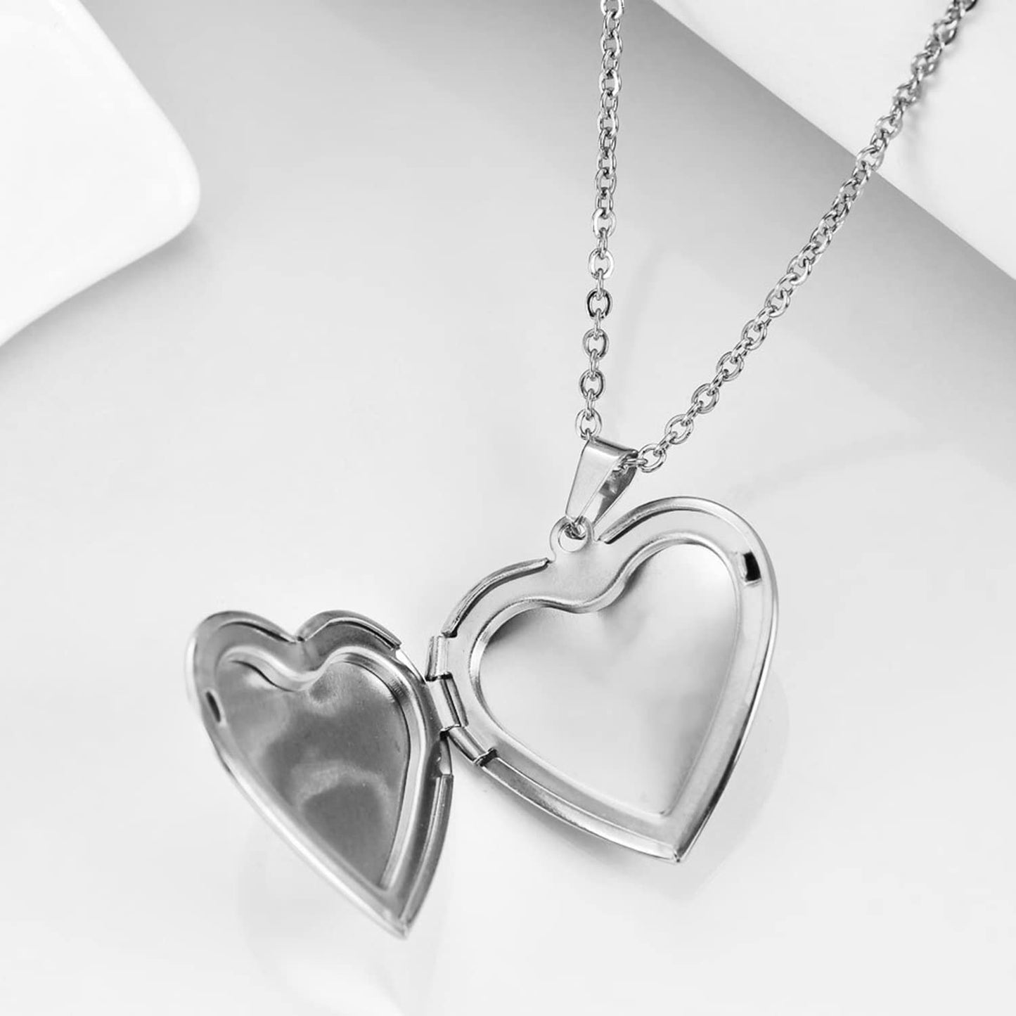 PHOCKSIN I Love You Nana Personalized Silver Heart Locket Necklace with Custom Text & Symbols Customized Photo Lockets Necklace that Hold Pictures for Women