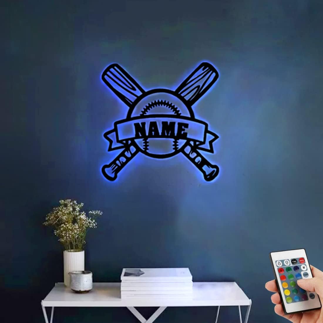 Personalized Name 7 Colors Baseball lamp Custom Baseball Wall Art Night Light LED Name Sign Gift for Men Baseball Lover