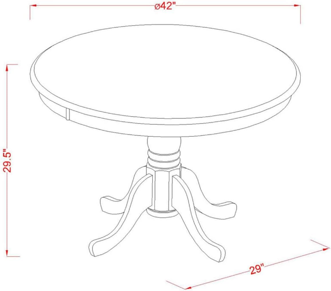 East West Furniture HLQU5-BMK-W 5 Piece Dining Table Set for 4 Includes a Round Kitchen Table with Pedestal and 4 Dinette Chairs, 42x42 Inch, Buttermilk & Cherry