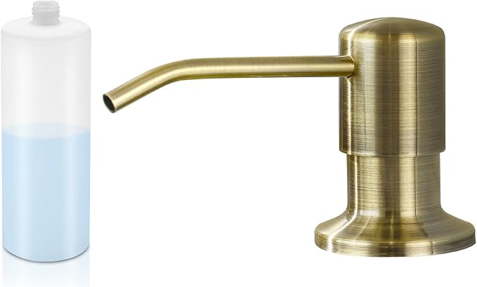 Soap Dispenser for Kitchen Sink, Built in Soap Lotion Dispenser with 17 OZ Bottle, Soap Pump Built in Countertop Under Sink, Green Bronze