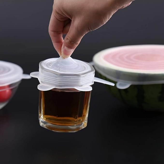 Silicone Stretch Lids Set, 6 Sizes, Reusable Food Storage Covers for Bowls, Fruits and Containers (transparency, 12PCS)