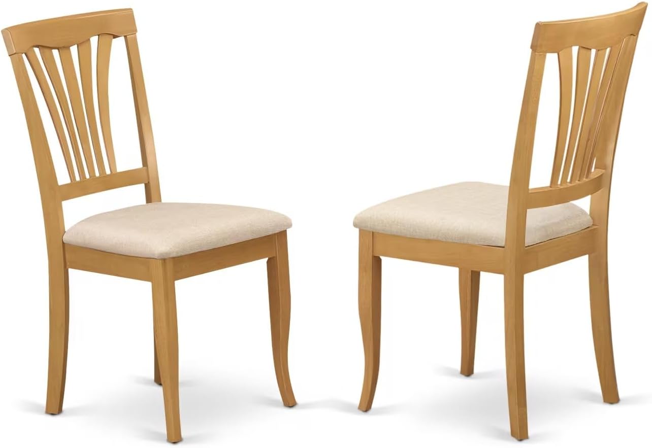 East West Furniture MZAV5-OAK-C 5 Piece Dinette Set for 4 Includes a Rectangle Dining Room Table with Dropleaf and 4 Linen Fabric Kitchen Dining Chairs, 36x54 Inch, Oak