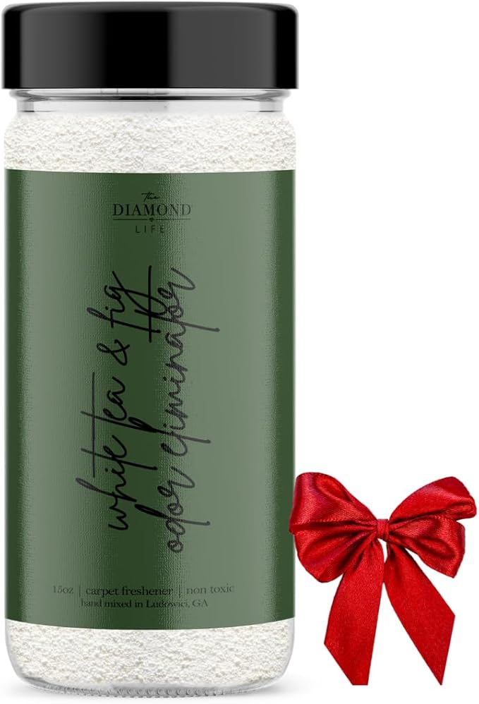 Home White Tea & Fig Carpet Deodorizer Powder For Home, Vaccuuming Upholstery, Christmas/Holiday Scent– Eliminates Odors Naturally, Pet-Friendly