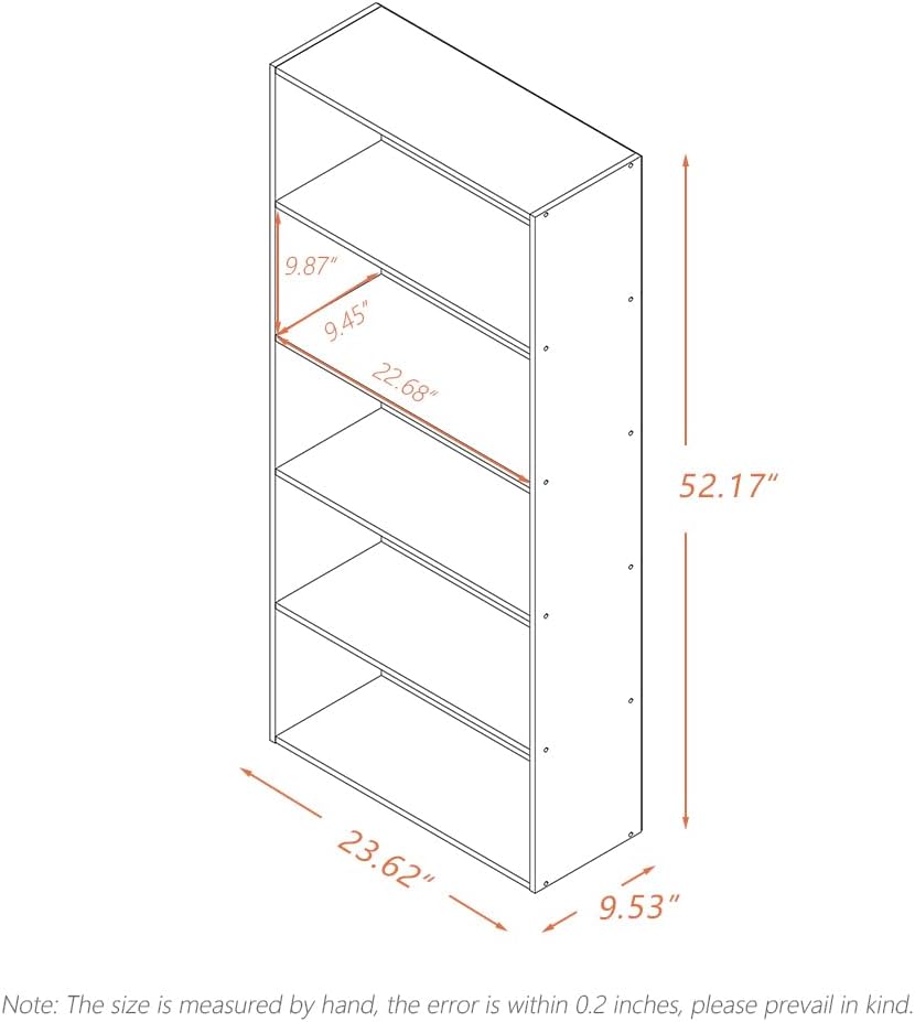 Basic Open Shelf Bookcase - 5-Tier Wooden Cube Storage Shelves Split Bookshelf, Oak