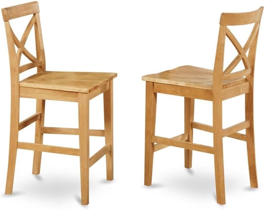 East West Furniture CAPU5H-OAK-W 5 Piece Counter Height Pub Set Includes a Rectangle Dining Table and 4 Dining Room Chairs, 36x60 Inch, Oak