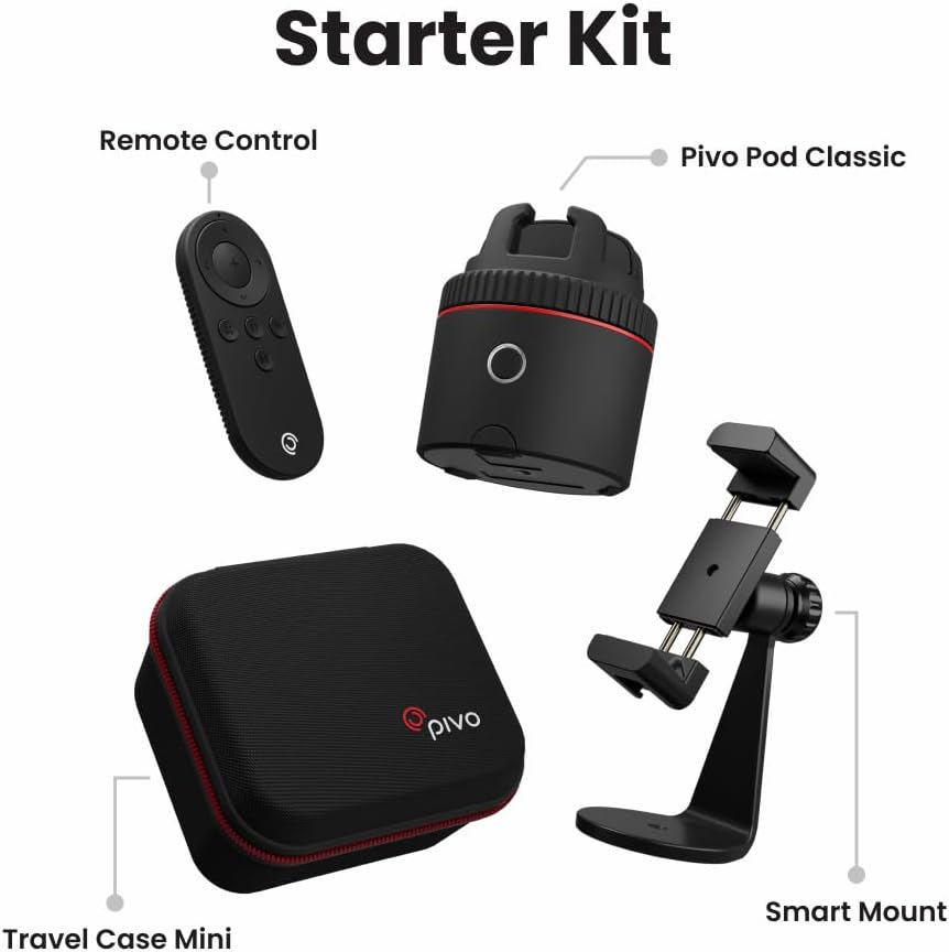 Pivo Pod Classic Auto Tracking Phone Holder, Face & Body Tracker, 360° Rotation, Stand for Content Creation with Remote Control, Smart Mount and Travel Case