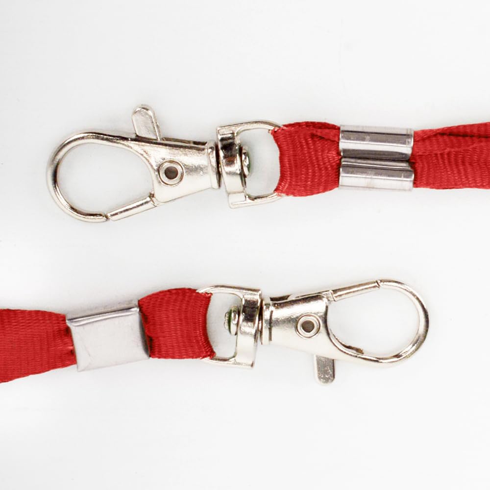 Lanyards 50 Pcs Bulk Lanyard for Id Badges Flat Red Lanyard with Badge Clip Swivel Hook (50, Red)