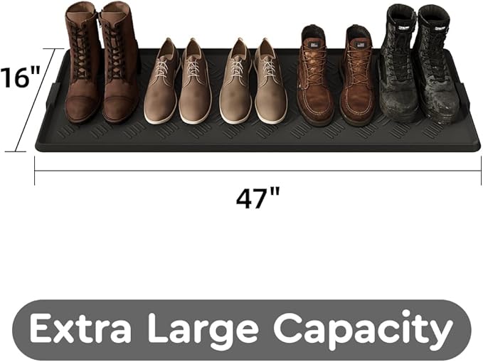 tchdio Extra Large Boot Tray Rubber Boot Tray, Non Slip Shoe Tray for Entryway, Multipurpose Boot Mat Tray, Durable Entryway Mud Mat Tray for Front Door Mat, 16x47.5 Inches