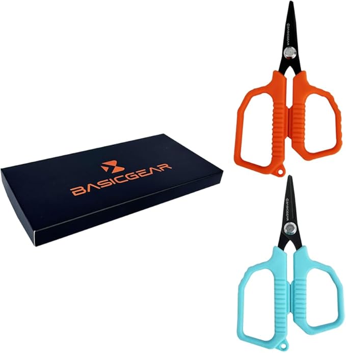 BasicGear Fishing Multi-Tool Scissors – Titanium-Coated, Stainless Steel, Multi-Tool Cutter with Hook Adjuster, Screwdriver, Bottle Opener, Sheath & Non-Slip Grip for Saltwater or Freshwater Use