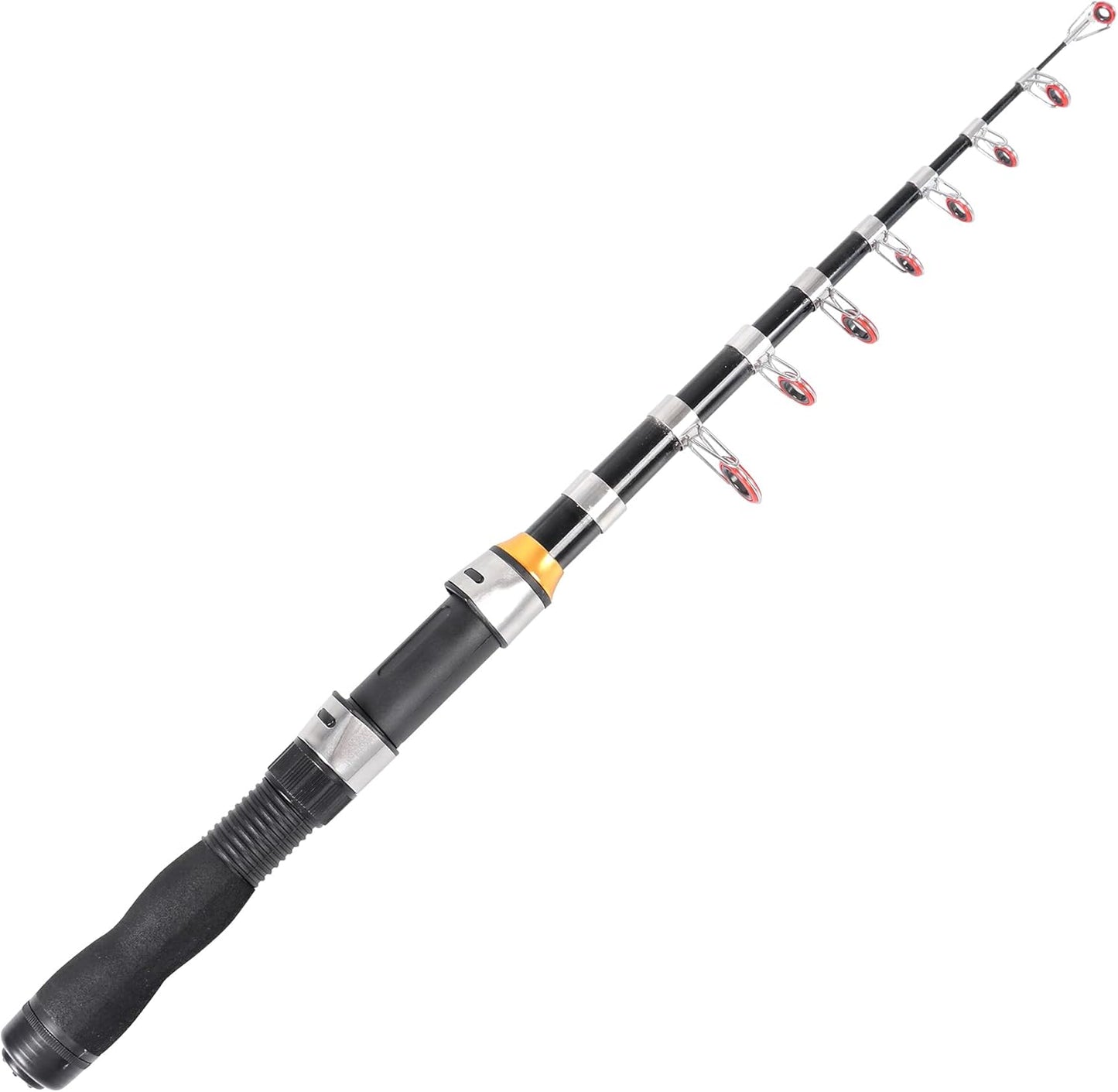 Telescopic Collapsible Extendable Fishing Rod for Saltwater and Freshwater, Lightweight and Compact Design