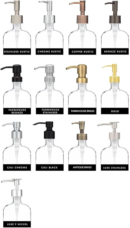 Rail19 French Vessel Glass Soap Dispenser with Metal Pump - Refillable Hand Soap, Lotion & Sanitizer for Sinks and Small Countertops, 8.5oz (Cali Black)