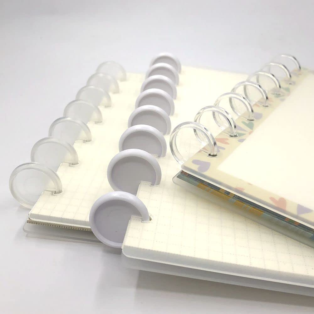 ITSYHPRO 100pcs Discbound Notebook Discs DIY Planner Accessories fits for Tul,Levenger,Arc,Happy Planner,Talia(Super Clear White Clear Mixed,0.94inch/24mm)