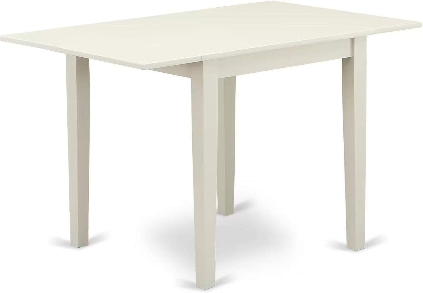 East West Furniture 1NDEN5-LWH-06 5 Piece Dining Table Set for 4 Includes a Rectangle Kitchen Table with Dropleaf and 4 Dark Shitake Linen Fabric Upholstered Chairs, 30x48 Inch, Linen White