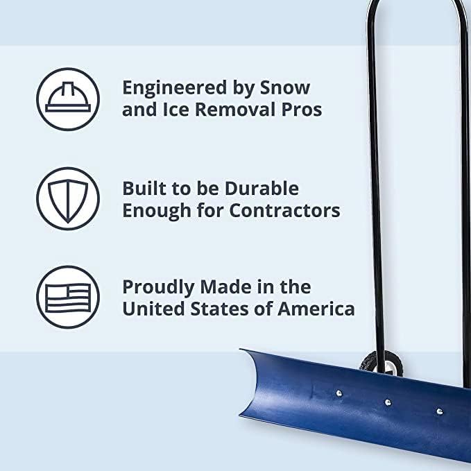 30SNC 36-inch Bi-Directional Wheeled Snow Shovel Pusher and Barn Shovel, 7.5" x 36 ", Blue