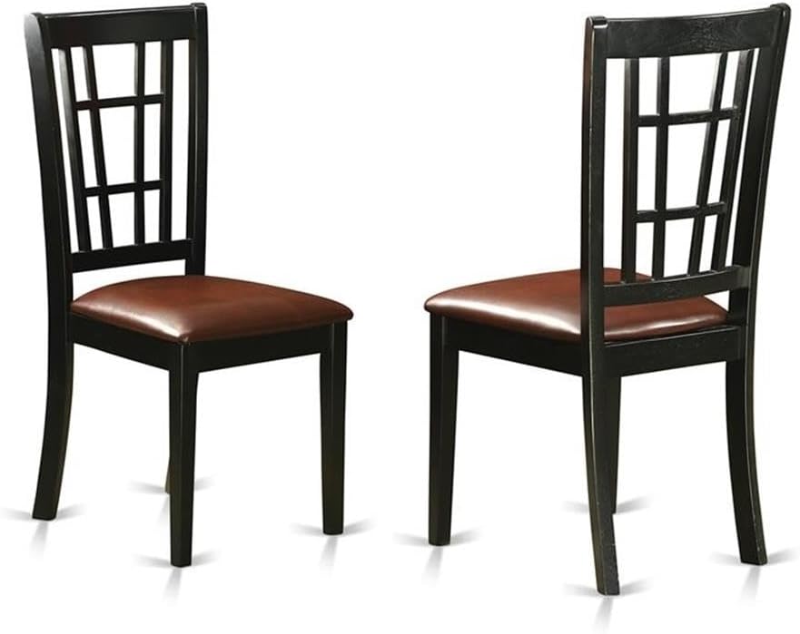 East West Furniture LGNI7-BCH-LC 7 Piece Dining Room Furniture Set Consist of a Rectangle Kitchen Table with Butterfly Leaf and 6 Faux Leather Upholstered Chairs, 42x84 Inch, Black & Cherry