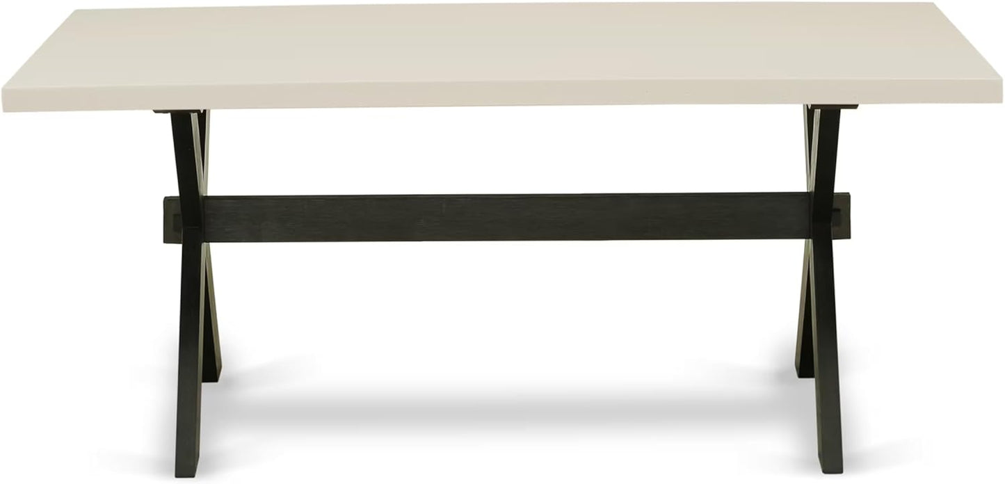East West Furniture X627MZ606-5 5 Piece Dining Room Table Set Includes a Rectangle Kitchen Table with X-Legs and 4 Shitake Linen Fabric Parsons Dining Chairs, 40x72 Inch, Multi-Color