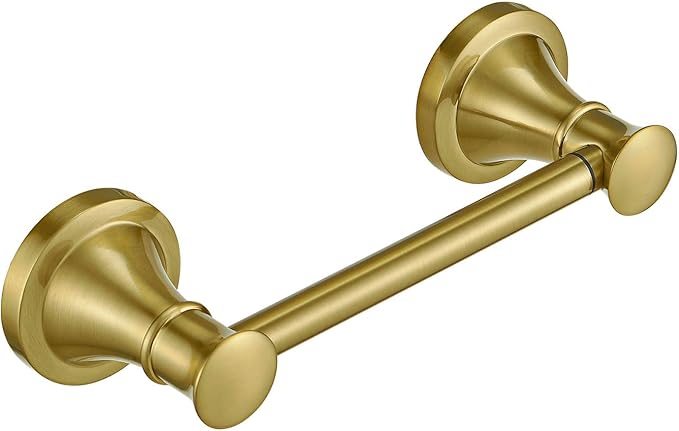 RUMOSE Toilet Paper Roll Holder Bathroom Flexible Pivoting Tissue Handle on Wall Mounted Brushed Gold Rustproof Toilet Tissue Roll Holder,Stainless Steel