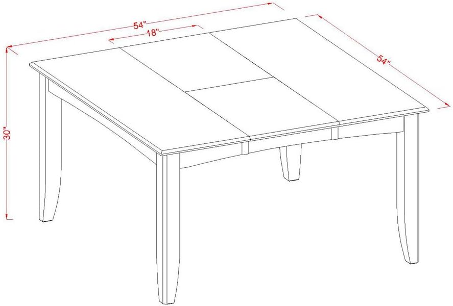 East West Furniture PFT-BLK-TL Parfait Modern Kitchen Table - a Square Dining Table Top with Butterfly Leaf, 54x54 Inch, Black & Cherry