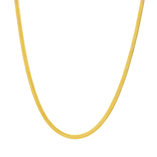 MAIKERDER Herringbone Necklace for Women, 18K Gold Plated Dainty Snake Chain Necklaces Minimalist Simple Flat Gold Necklaces Trendy Non Tarnish 18 Inches