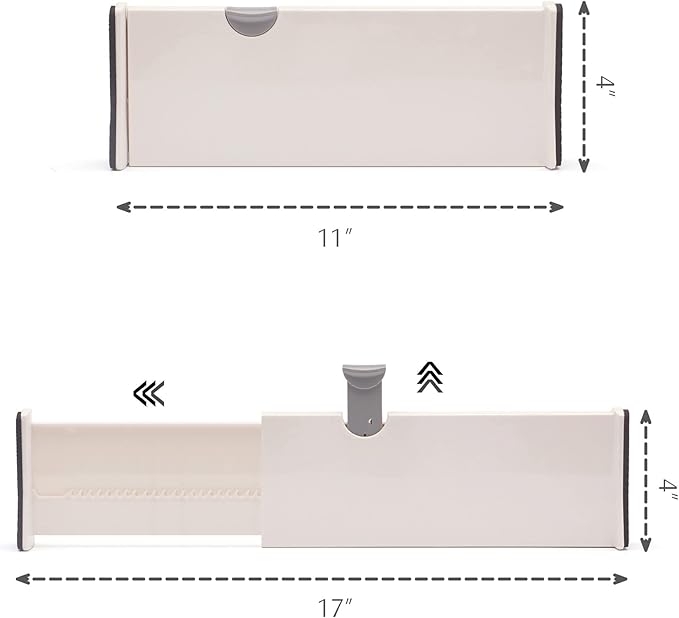 DIOMMELL 12 Pack Adjustable Dresser Drawer Dividers Organizers, Plastic Expandable Drawer Organization Separators for Kitchen, Bedroom, Closet, Bathroom and Office Drawers White 12PCS-Large