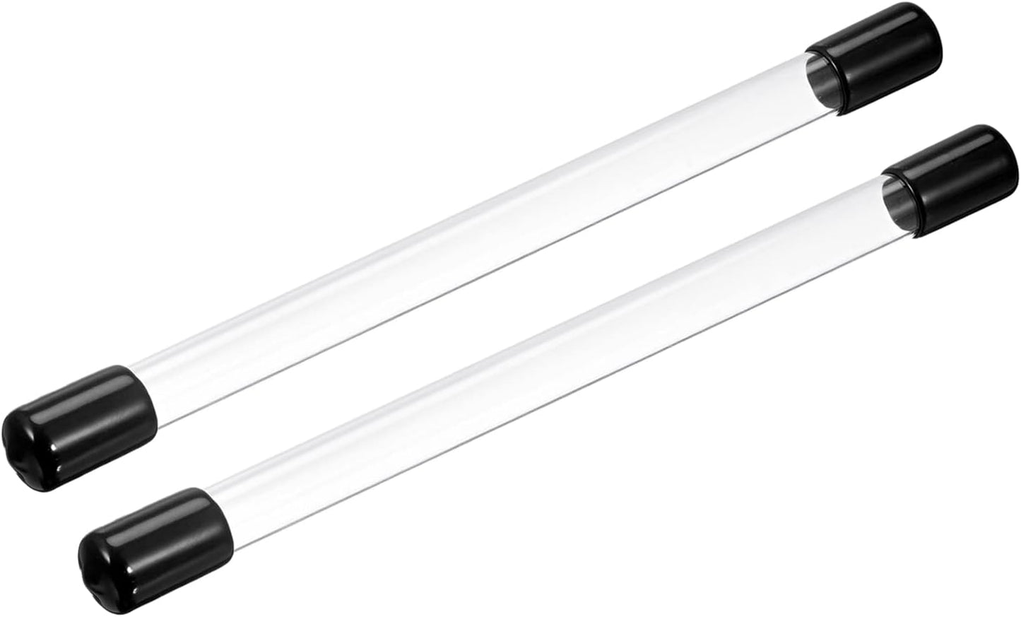 PATIKIL Clear Rigid Tube Round Plastic Tubing with Black Rubber Caps Polycarbonate Water Pipe, 305mm/ 12 Inch Length, 10mmx12mm/0.4"x0.47", 2 Set