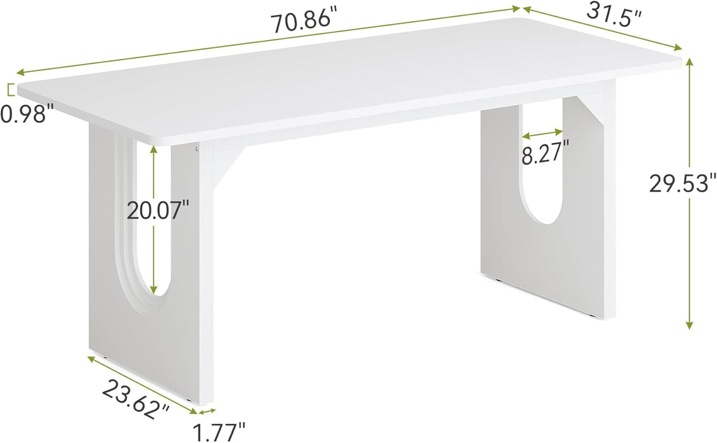 LITTLE TREE 70.8-Inch Home Office Desk, White Computer Desk with Storage, Study Writing Work Desk for Home Office, Spacious Modern Simple Desk,White