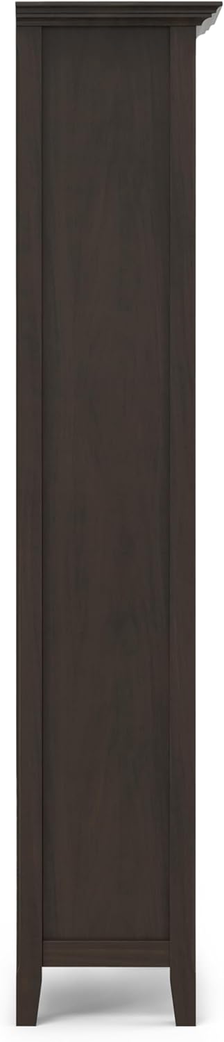 SIMPLIHOME Amherst Bookcase - 70 inch Tall 5-Shelf Solid Wood Bookshelf in Hickory Brown, Transitional Storage for Living Room, Study Room or Office with Adjustable Shelves and Tapered Legs