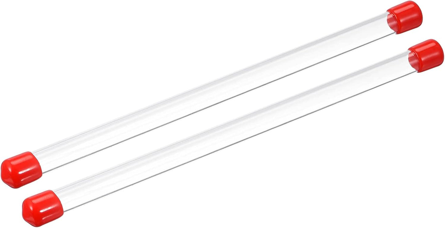 PATIKIL Clear Rigid Tube Round Plastic Tubing with Red Rubber Caps Polycarbonate Water Pipe, 305mm/ 12 Inch Length, 6mmx8mm/0.23"x0.31", 2 Set