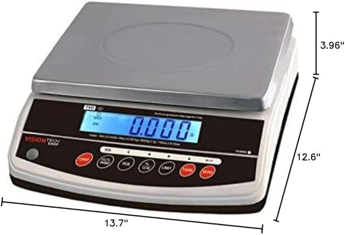 VisionTechShop TVD-12 Digital Bench and Counter Scale, Lb/Oz/Kg/g Switchable, 12lb Capacity, 0.002lb Readability, Counting and Percentage Mode, Single Display, NTEP Legal for Trade, CC# : 20-032