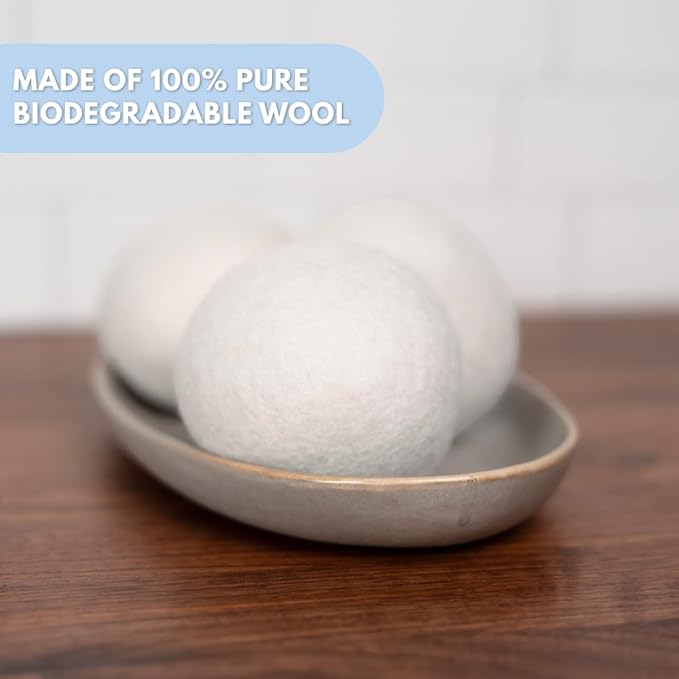 Fragrance-Free Wool Dryer Balls (4 XL Pack) – Natural Fabric Softener, Reusable, Reduces Wrinkles & Saves Drying Time, Better Alternative to Liquid Softeners & Dryer Sheets