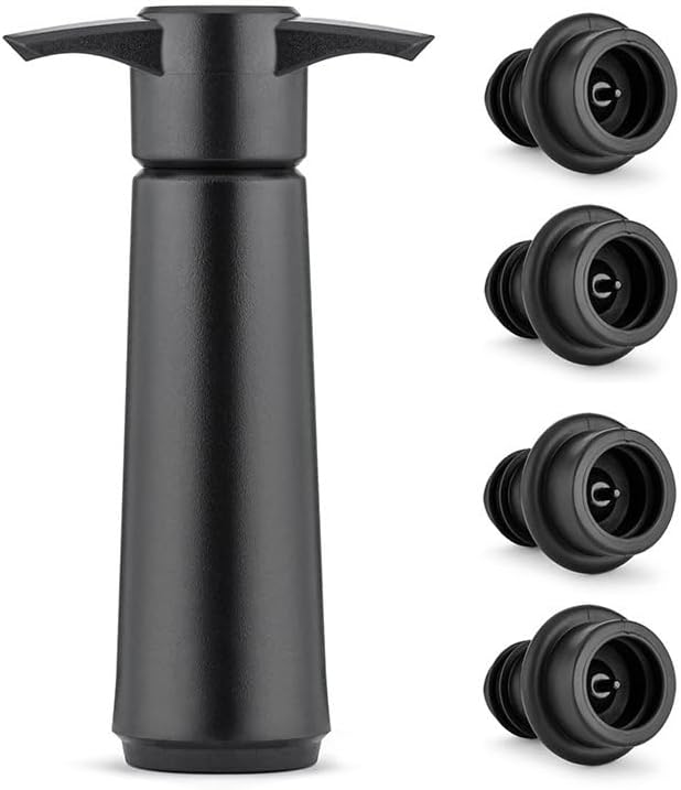 Vacuum Wine Saver Pump with 4 Reusable Stoppers, Silicone Wine Stopper For Red Wine Bottles/White Wine Bottles, Leak Proof Airtight Seal, Preserves Freshness, Easy to Use