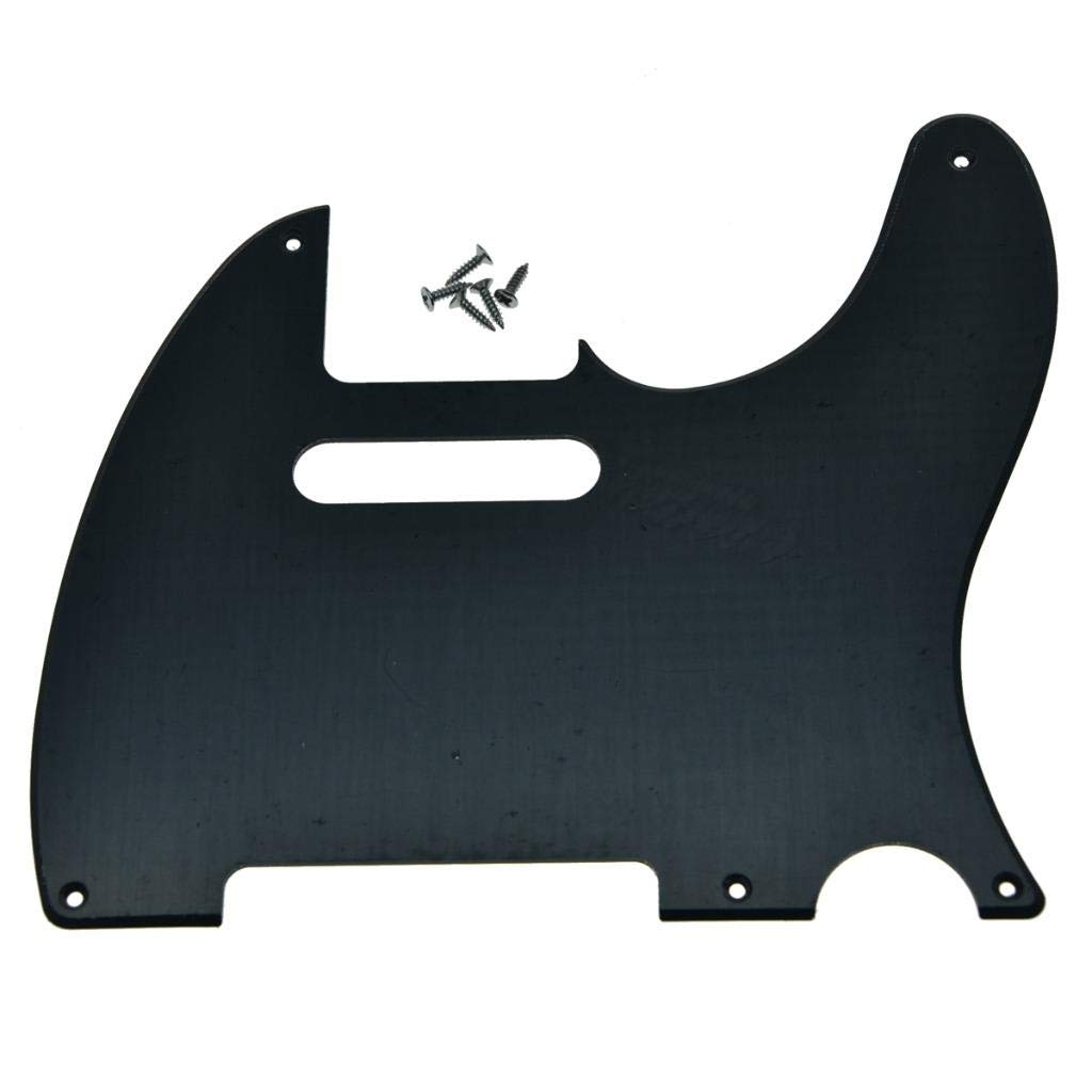 Kaish 5 Hole Vintage Tele Style Guitar Pickguard Tl Pick Guard Scratch Plate For Usa/Mexico Tele/Telecaster Matte Black 1 Ply