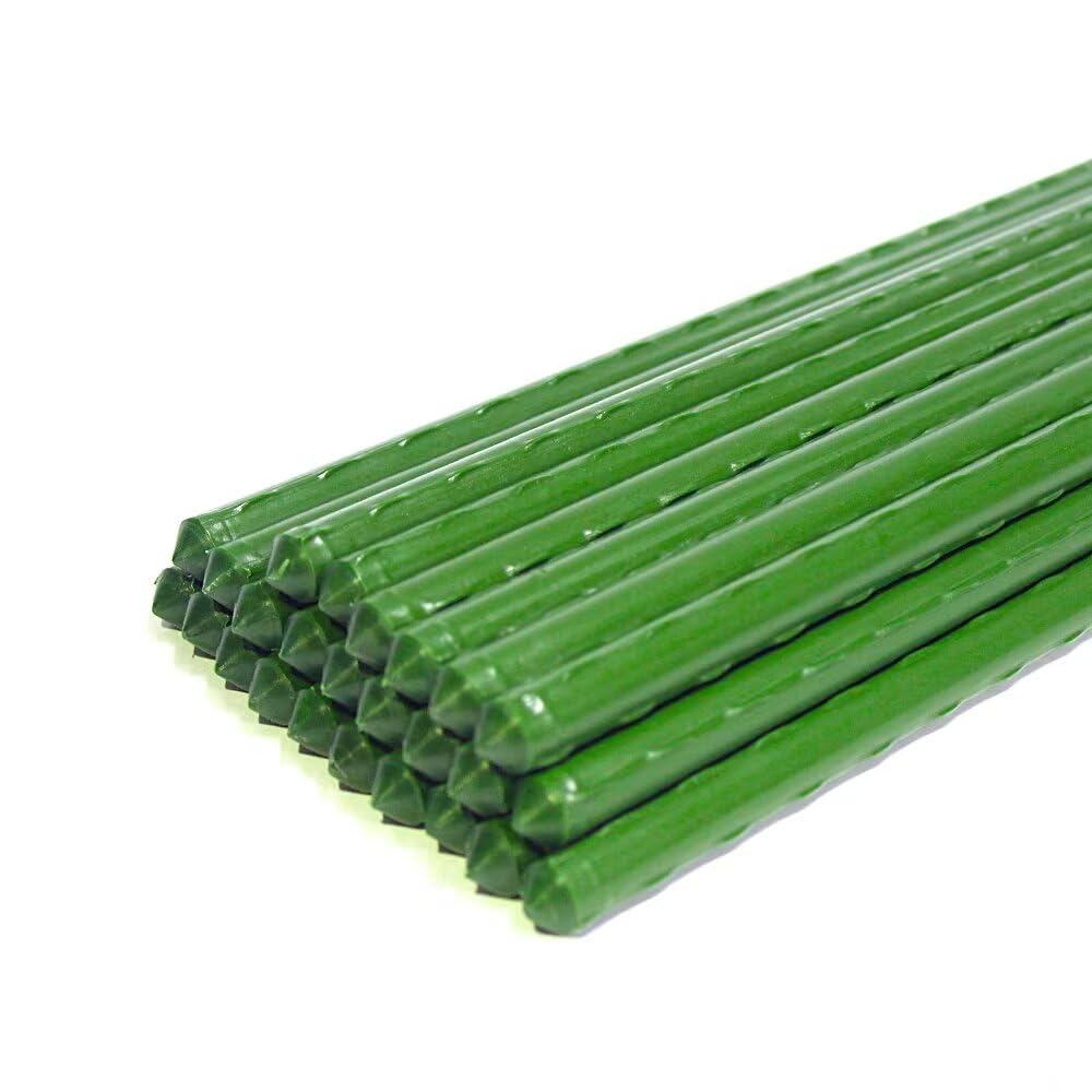 Growsun 5ft Garden Stakes Plant Cage Supports Tomato Trellis Climbing Metal w/Plastic Coated, Pack of 50