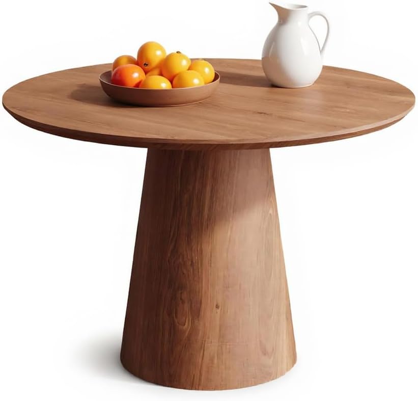 Round Dining Table for 4, 43" Wood Round Kitchen Table, Circle Dining Tables for Kitchen Living Room, Small Spaces