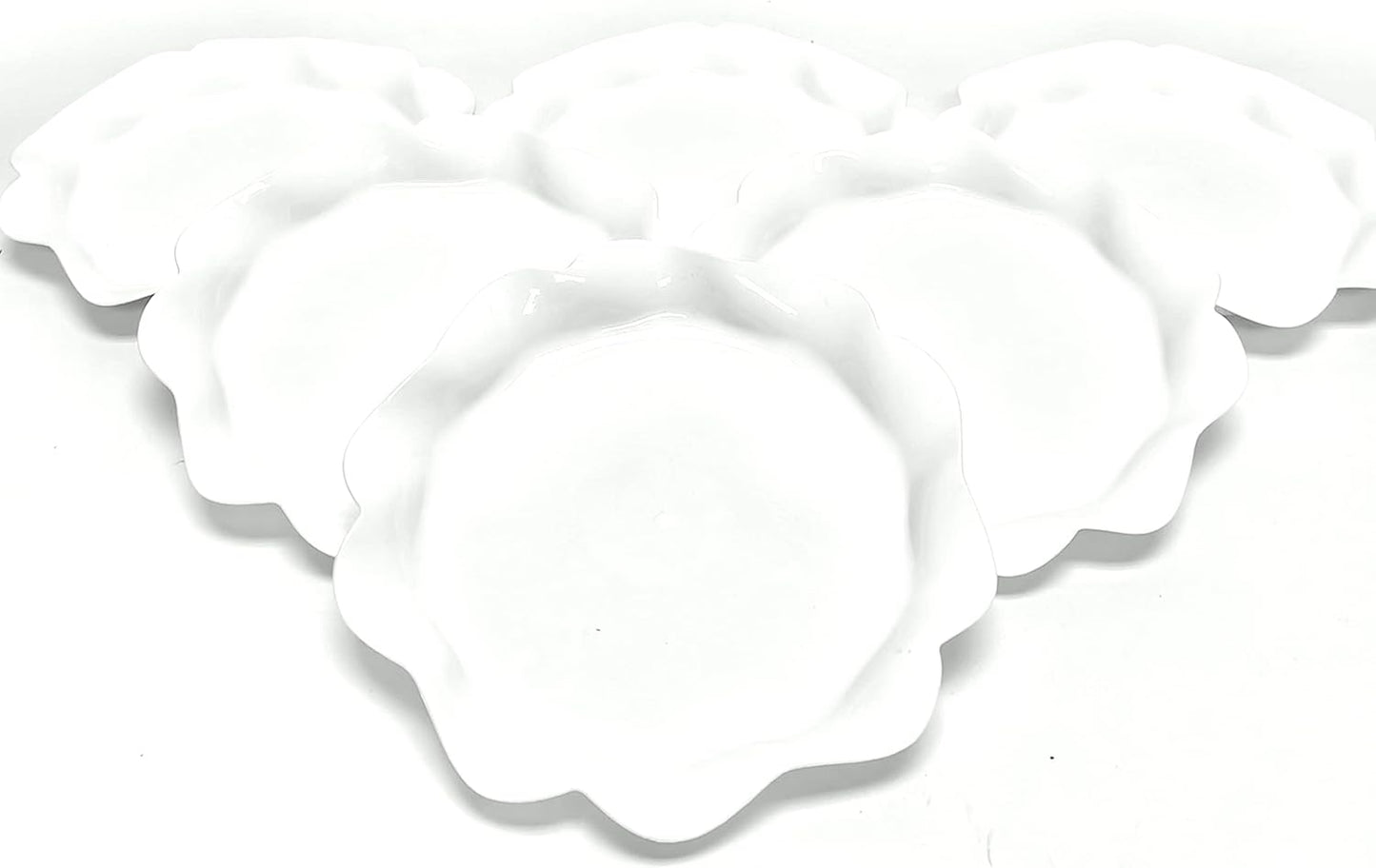 Mintra Home Reusable Bowls and Plates 6pk - Lotus Collection (White, Plate 6pk - (7.5inW))