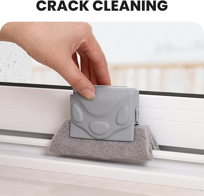 Window Groove Cleaning Brush,2024 New Hand-held Magic Window Track Cleaner Tools Set,Groove Cleaning Brush Window or Sliding Door for Sliding Door, Sill, Tile Lines, Shutter (Green+Gray)