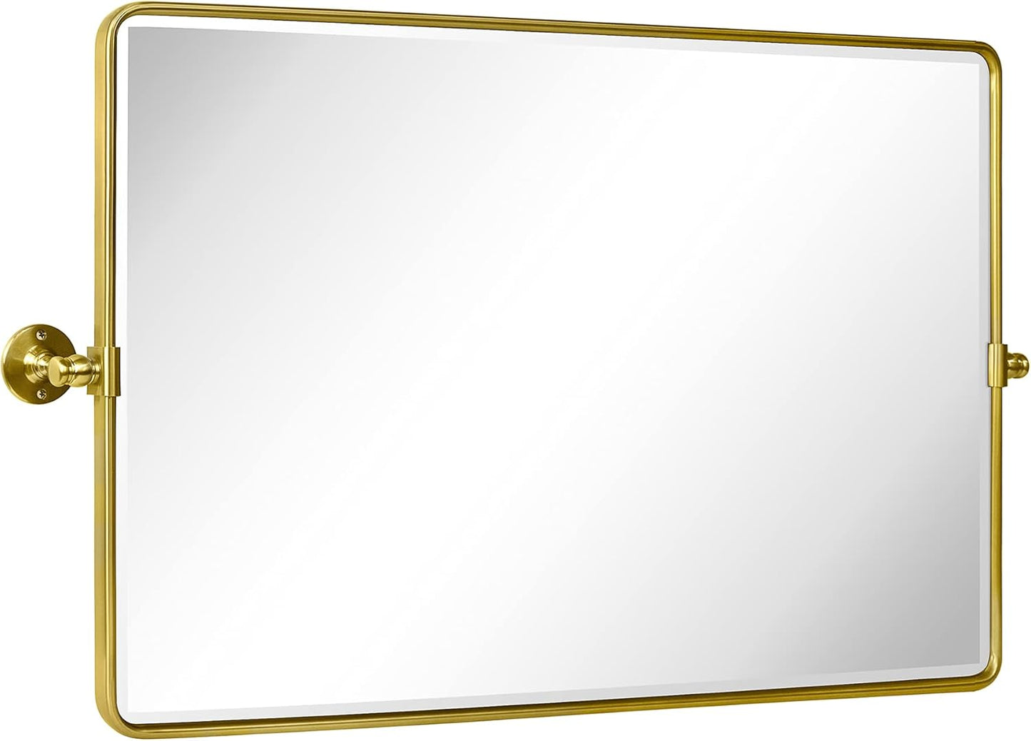 TEHOME 24 x 38'' Horizontal Farmhouse Gold Metal Framed Pivot Rectangle Bathroom Mirror Tilting Beveled Vanity Mirrors for Wall