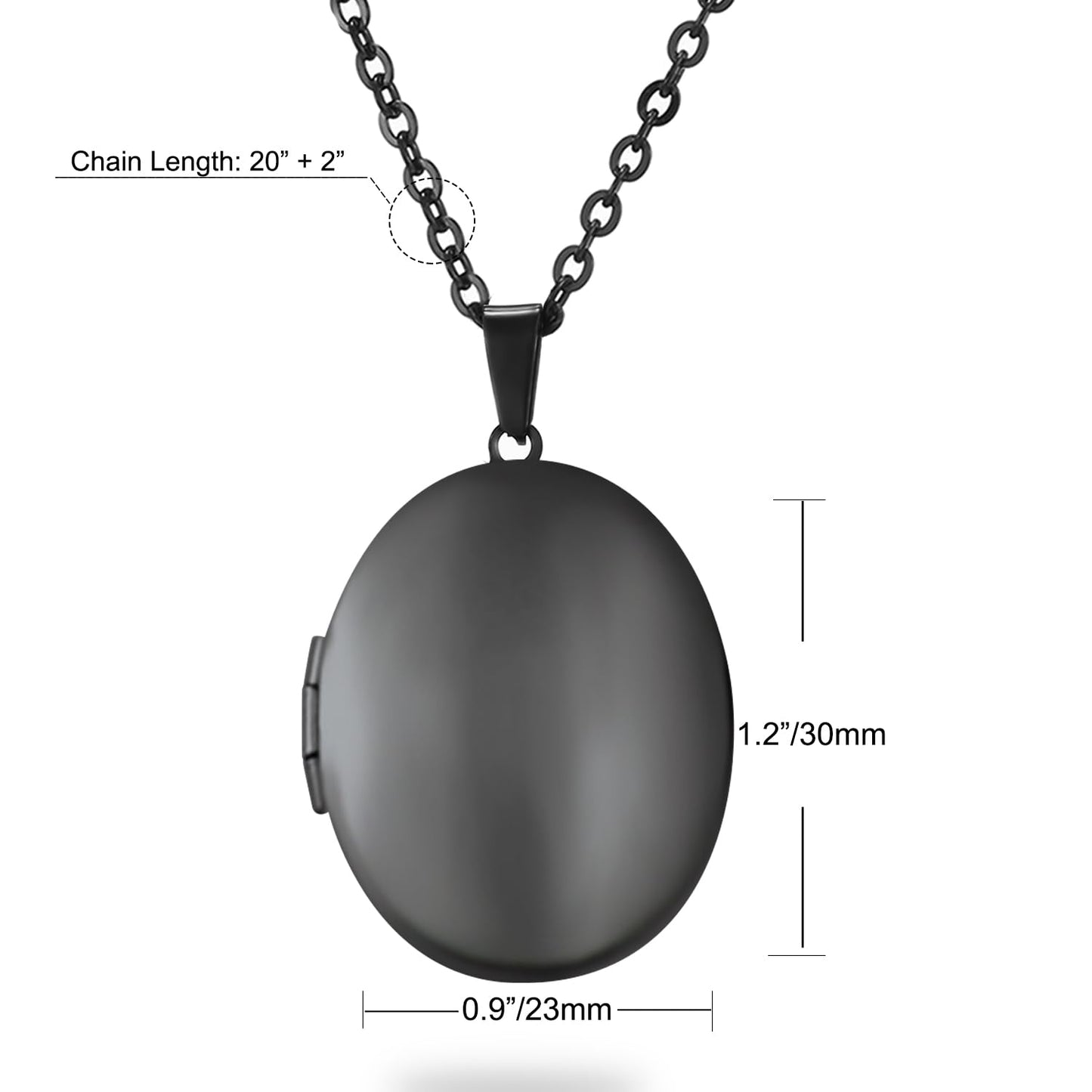 PHOCKSIN Glossy Black Lockets Personalized Oval Locket Necklace Custom Photo Locket Necklace for Women Picture Locket Necklaces with Text Engraved Customized Gifts for Mom Daughter