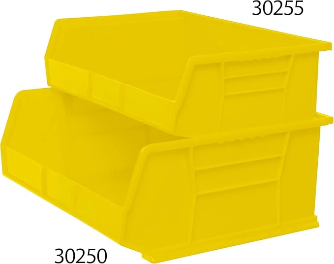 Akro-Mils 30250 AkroBins Plastic Storage Bins, Space-Saving Stackable Bins for Garage, Pantry, Craft Organization, 15-Inch x 16-Inch x 7-Inch, Yellow, 6-Pack