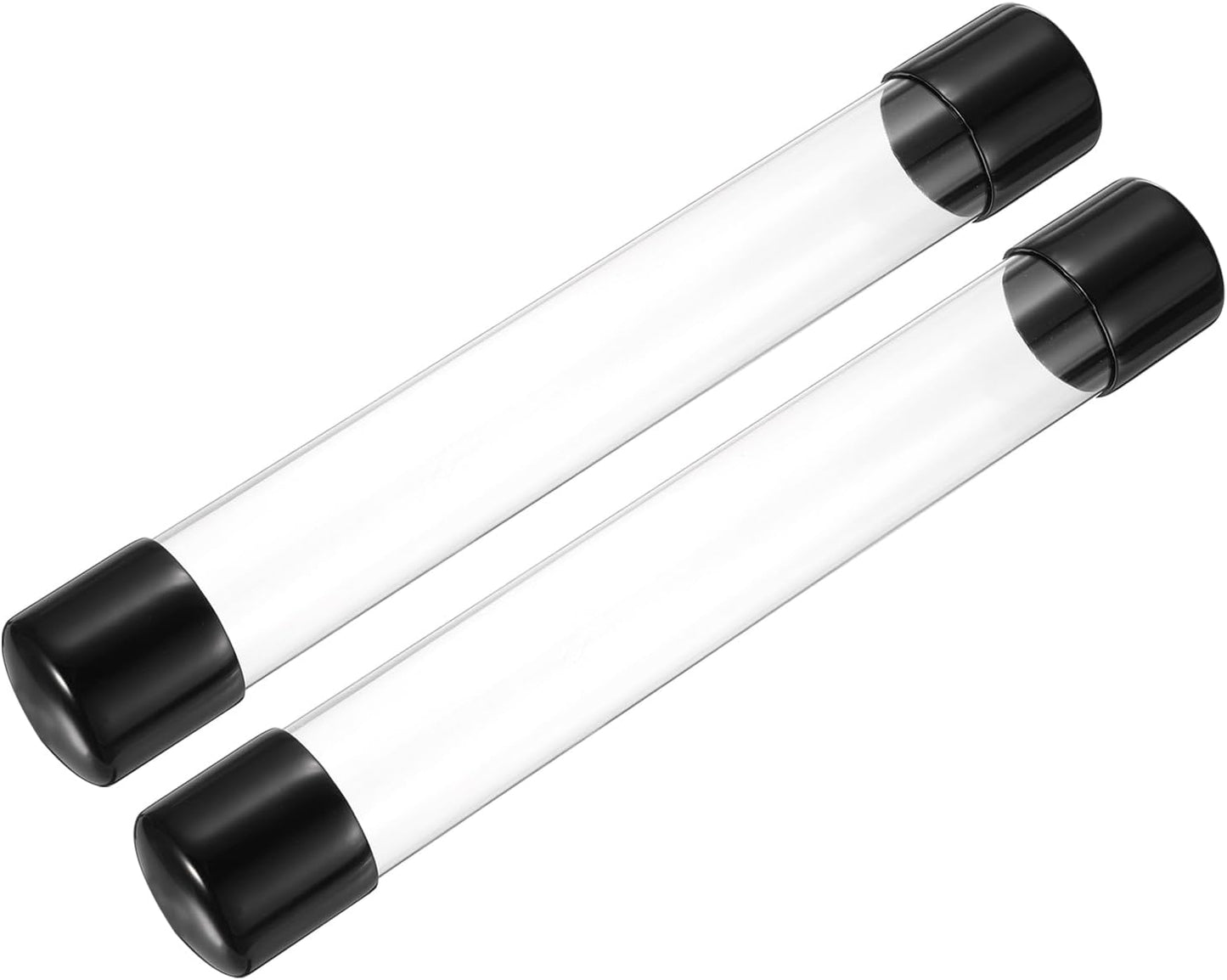 PATIKIL Clear Rigid Tube Round Plastic Tubing with Black Rubber Caps Polycarbonate Water Pipe, 305mm/ 12 Inch Length, 40mmx42mm/1.57"x1.65", 2 Set