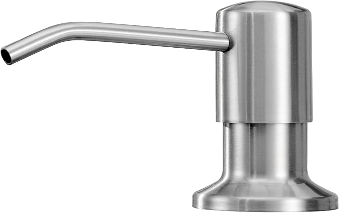 Soap Dispenser for Kitchen Sink, Bulit in Soap Dispenser Lotion Dispenser with 17 OZ Large Soap Bottle Refill from The Top, Brushed Nickel Stainless Steel Countertop Pump Head