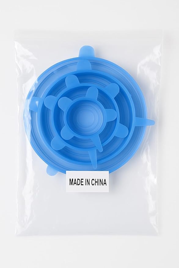 Stretchable Silicone Lids - Set of 6 Reusable Food Covers in One Color - BPA-free, Airtight & Leakproof - Microwave, Freezer & Dishwasher Safe - Eco-Friendly Silicone Stretch Lids (BLUE)