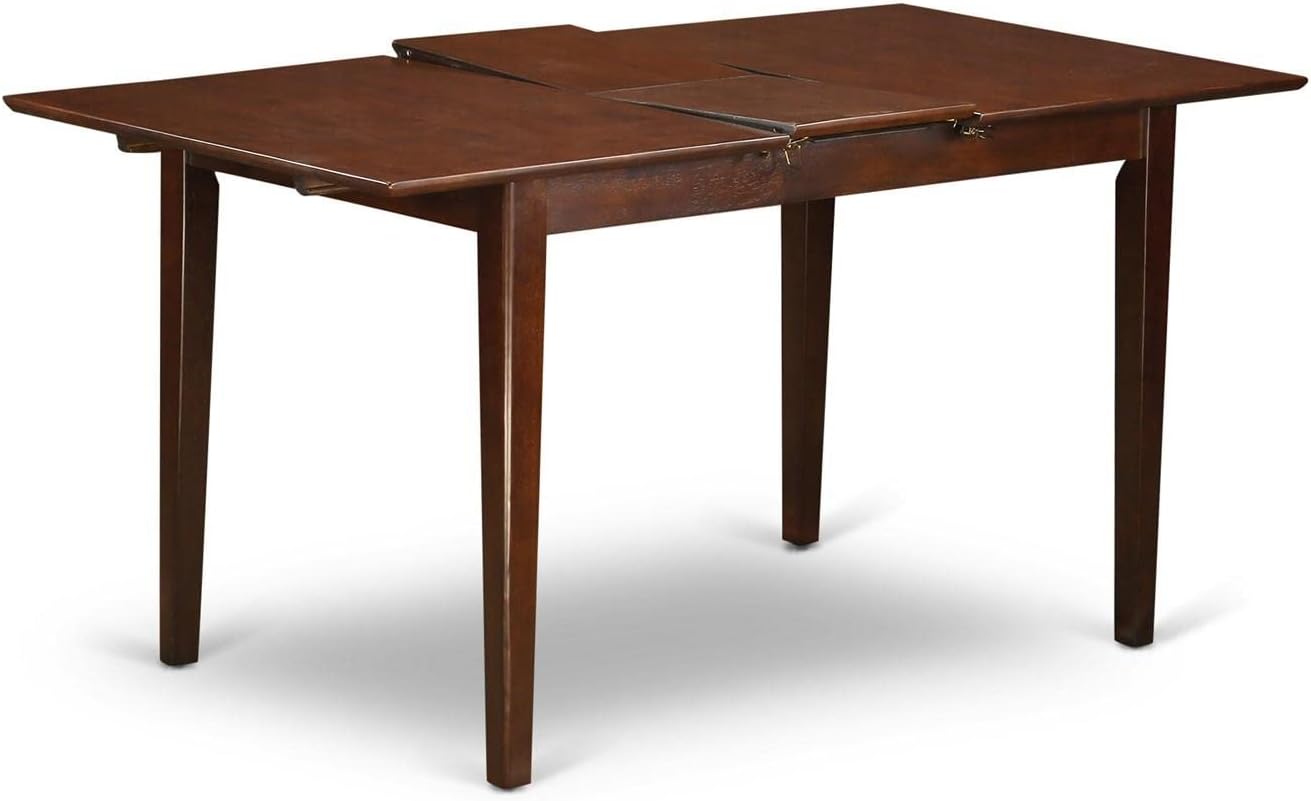 East West Furniture PSNO5-MAH-C 5 Piece Kitchen Table & Chairs Set Includes a Rectangle Dining Table with Butterfly Leaf and 4 Linen Fabric Dining Room Chairs, 32x60 Inch, Mahogany