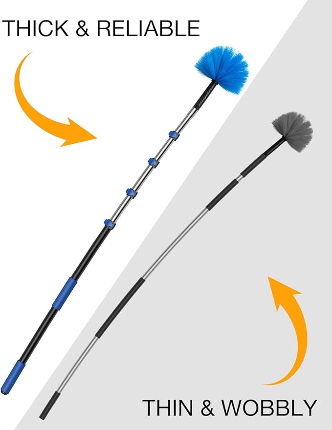 Telescoping Pole, with Joint Angle & Squeegee Adaptor, Aluminum Telescopic Paint Roller Extension Pole & Extendable Pole, Anti-Slip Foam Grip, Multi-Purpose Gutter Window Dust Cleaning Pole (36 FT)