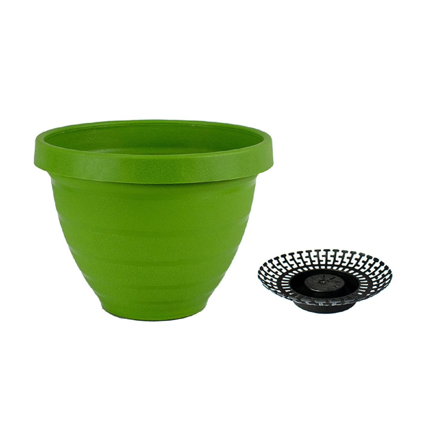 The HC Companies Rings Flower Planter - Self Watering Plant Pots for Herbs & More - Round Lightweight Outdoor & Indoor Planter (8” Green, Pack of 1)