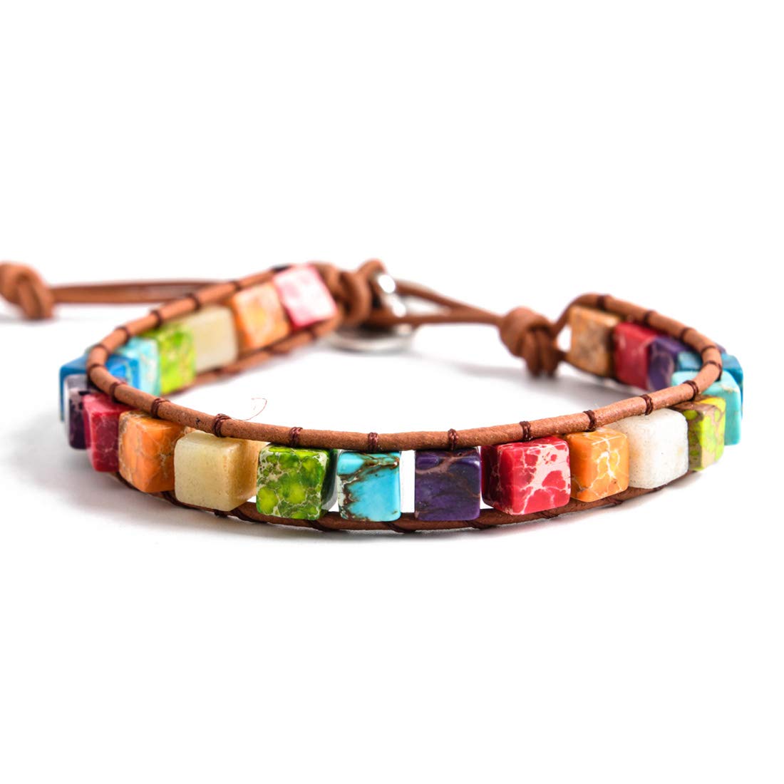 YGLINE Chakra Crystal Bracelets for Women Inspirational Spiritual Gifts Bracelets for Women Crystals and Healing Stones(Chakra Cube)
